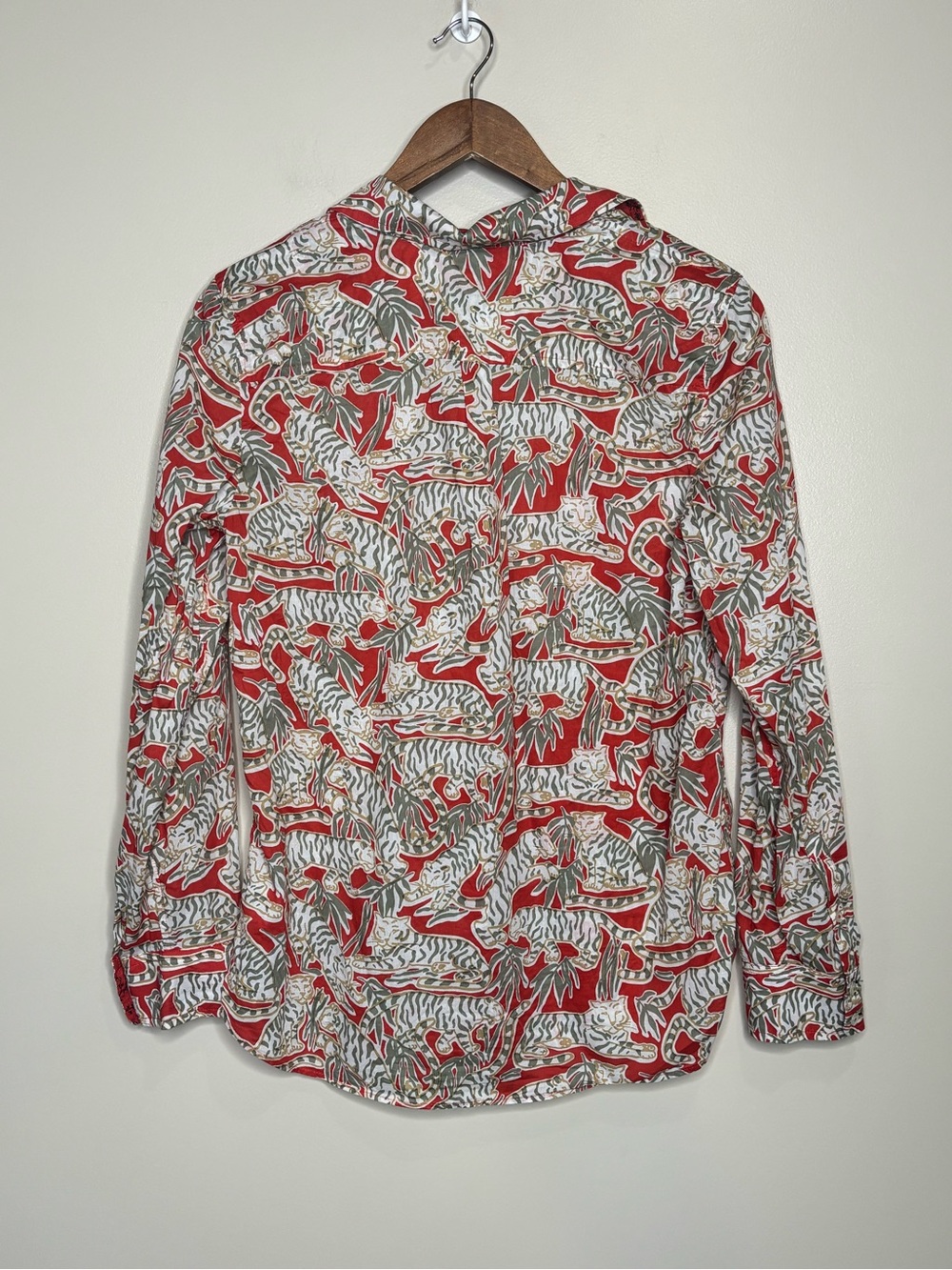 Talbots Grazing Tiger Cotton Button Front Shirt - Picture 7 of 8